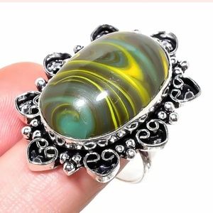 New Lace Agate 925 Silver Ring.